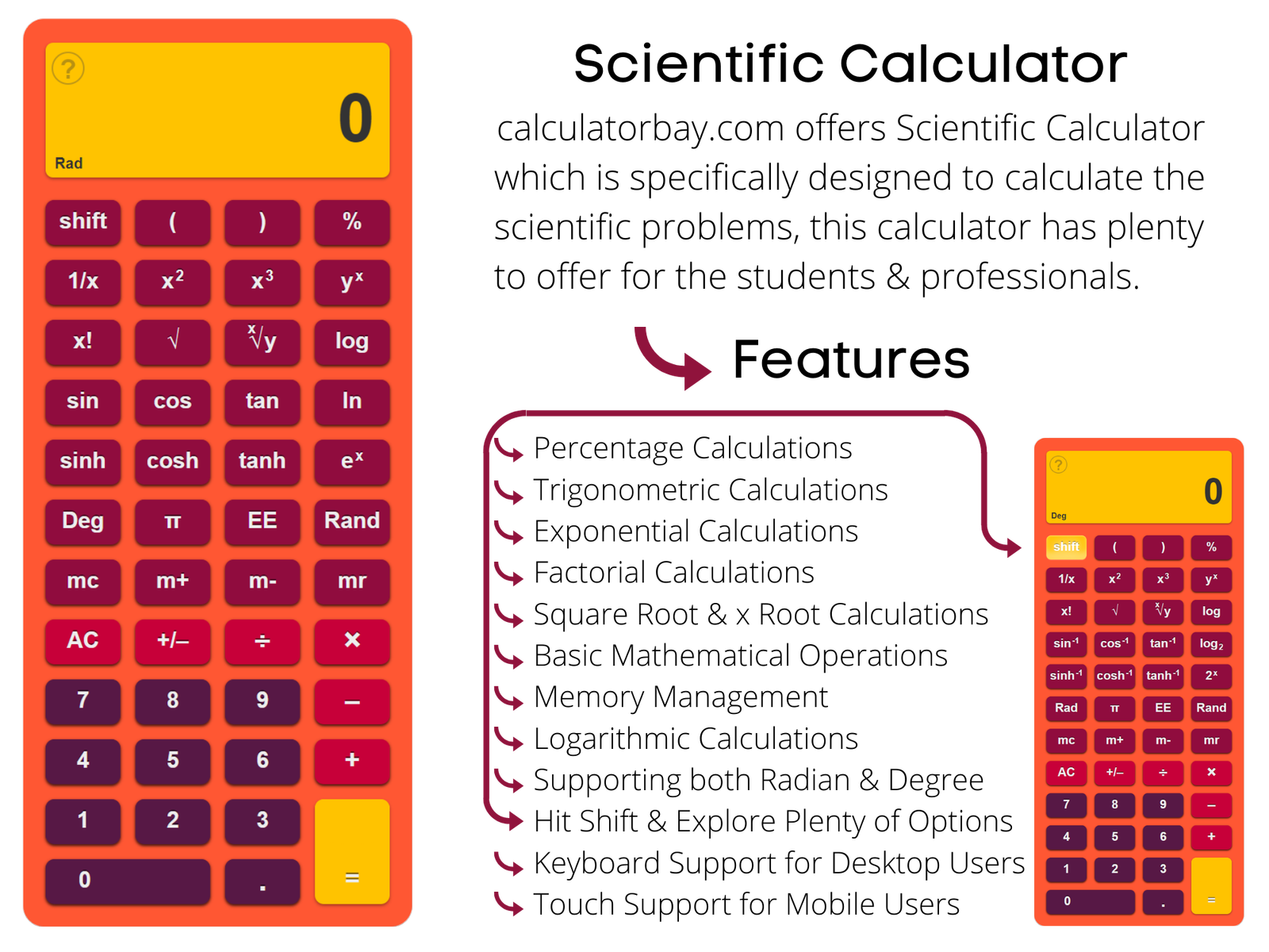 Online Calculator Simple & Scientific FullScreen Calculators